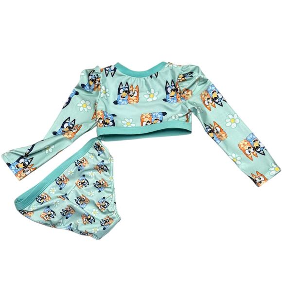Bluey Girls Green 2 Piece Long Sleeve Bikini Size 2T NWOT - Picture 2 of 3